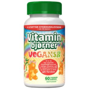 Vitaminbjørner Veganske Fersken 60 tyggbare bjørner