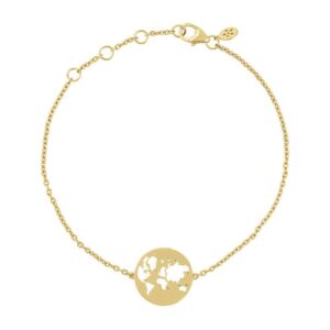 byBiehl Beautiful World Gull-belagt armbånd med jordkloden som charm 5712187216000
