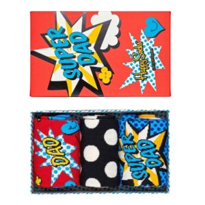 Happy Socks Super Dad Gift Box Gavesett med 3 par sokker til pappa
