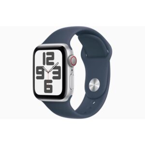 Apple Watch SE (2023) GPS + Cellular 40mm - Silver Aluminium Case with Storm Blue Sport Band - M/L
