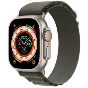 Apple Watch Ultra GPS + Cellular 49mm Titanium Case with Green Alpine Loop - Small