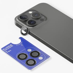 Blueo Sapphire Crystal Stainless Steel Camera Lens Protector - black - iPhone 15 Pro