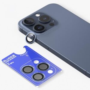 Blueo Sapphire Crystal Stainless Steel Camera Lens Protector - blue - iPhone 15 Pro Max