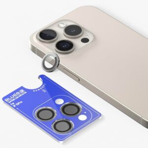 Blueo Sapphire Crystal Stainless Steel Camera Lens Protector - grey - iPhone 15 Pro Max