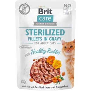 Brit Care Cat Pouch Sterilized - Healthy Rabbit in Gravy 85g