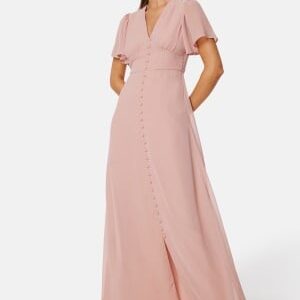 Bubbleroom Occasion Butterfly Sleeve Button Gown Dusty pink 42