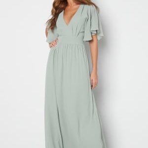 Bubbleroom Occasion Butterfly sleeve chiffon gown Dusty green 46