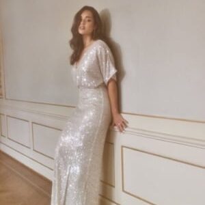 Bubbleroom Occasion Sequin S/S Gown Champagne/Silver 38