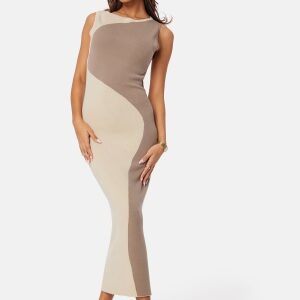 BUBBLEROOM Sleeveless Color Block Dress Nougat M