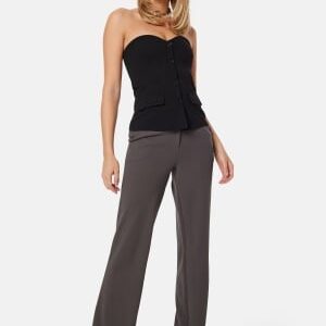 BUBBLEROOM Soft Suit Straight Trousers Petite Dark grey XS