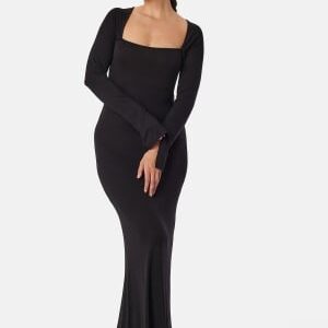 BUBBLEROOM Square Neck L/S Maxi Dress Black L