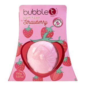 BubbleT Fruitea Bath Fizzer Strawberry Badebombe med lukt av jordbær, 150g - 150 g