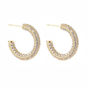 BY JOLIMA Monaco Pave Hoops 23 mm Gold One size