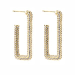 BY JOLIMA Monaco Rectangle Hoops Crystal Gold One size