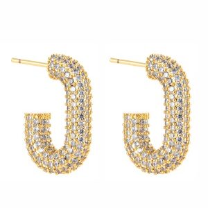 BY JOLIMA U Rock Crystal Earrings Gold One size