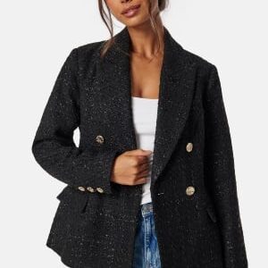 Chiara Forthi Double Breasted Bouclé Blazer Black 40