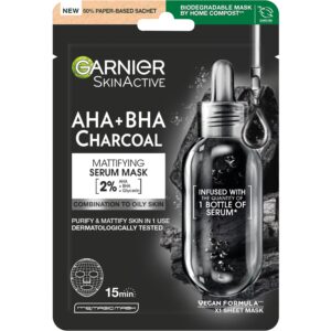 Garnier Pure Charcaol Black Algae Purifying & Hydrating Pore-Tightning Sheet Mask Black Algae - 28 g