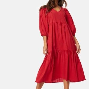 Happy Holly Balloon Sleeve Cotton Dress Red 48/50