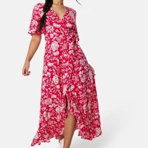 Happy Holly Ellinor long dress Coral red / Patterned 36/38