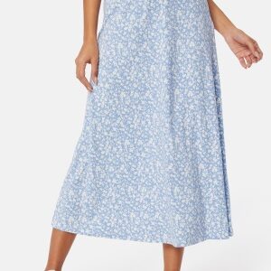 Happy Holly Soft Midi Skirt Dusty blue/Floral 48/50