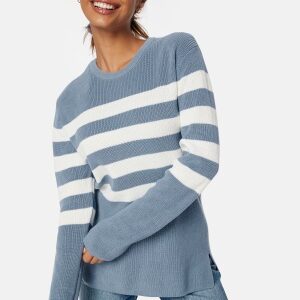Happy Holly Striped O-neck Knitted Sweater Blue/Striped 48/50