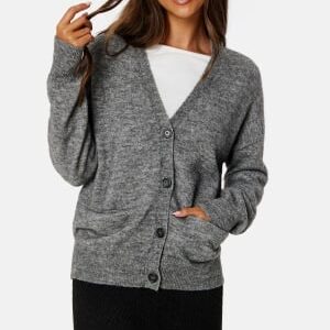Object Collectors Item Minna L/S Knit Cardigan Dark Grey Melange M