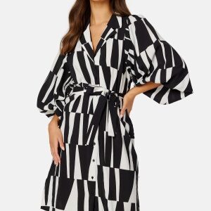 Object Collectors Item Taro 3/4 Dress Black AOP: Sandshell 34