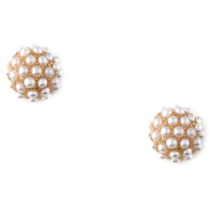 Orelia Pearl Encrusted Domed Stud Earrings Pale Gold