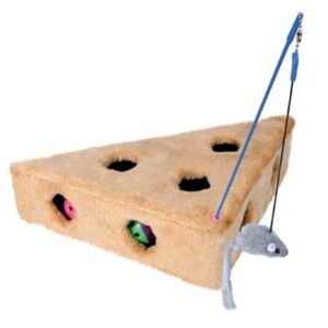 Trixie Cat's Cheese with playing rod & toy balls plush 36 × 8 × 26/26 cm grey