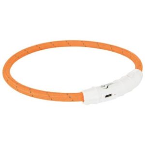 Trixie Flash light Tape USB TPU/nylon M-L: 45 cm/ø 7 mm orange