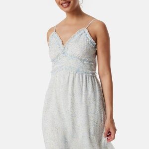 VERO MODA Vmsmilla singlet V frill dress White/Blue/Floral S