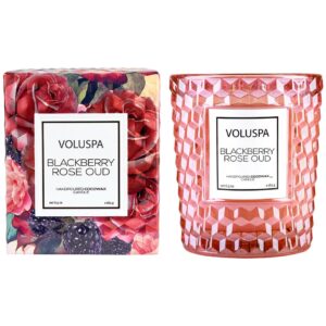 Voluspa Boxed Textured Glass Candle Blackberry Rose Oud - 184 g