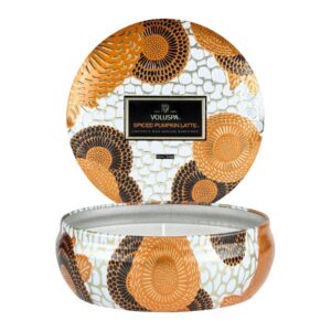 Voluspa Spiced Pumpkin Latte 3-Wick Decorative Tin Candle - 340 g