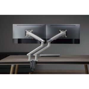 Alterzone Arm Duo USB dobbel monitorarm i aluminium med 2 x USB 3.0-porter, Hvit