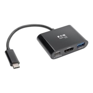 Eaton Series USB C to HDMI Adapter w/USB-A Hub and PD Charging - USB 3.1 Thunderbolt 3 Compatible 4K x 2K @ 30 Hz Black USB Type C USB-C
