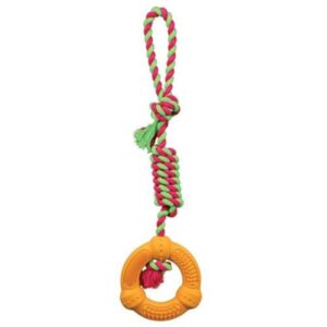 Trixie Playing Rope with Ring 12 cm/41 cm assorted colours