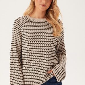 Object Collectors Item Objester L/S KNIT PATTERN TOP Sandshell Stripes:black S