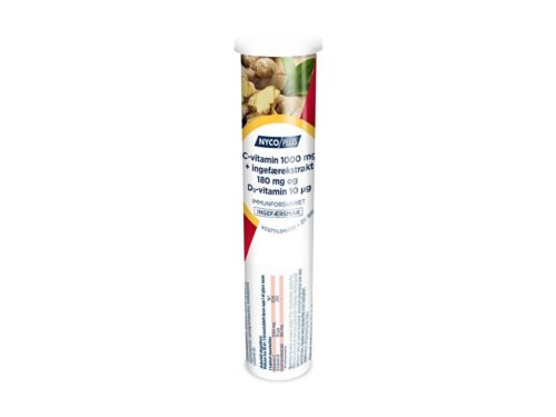 Nycoplus C-vitamin ingefærekstrakt og D3-vitamin 1000 mg 20 Brusetabletter