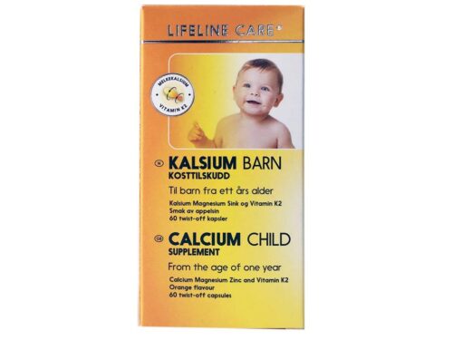 Lifeline Kalsium Barn Kosttilskudd Appelsin 60 kapsler