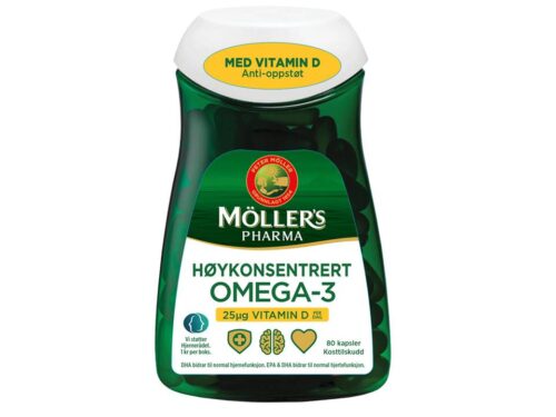 Möllers Pharma Høykonsentrert Omega-3 Vitamin D 80 kapsler