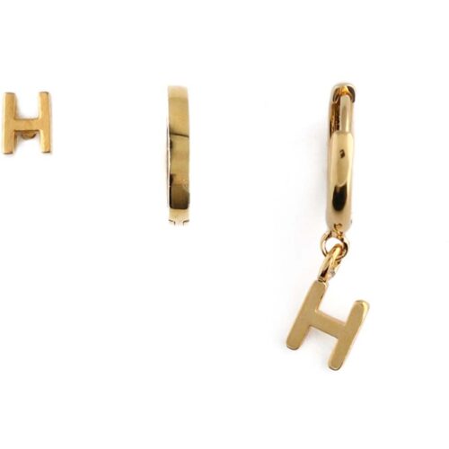 Orelia Stud Hoop Ear Party Initial H – Pale Gold 5055509428805