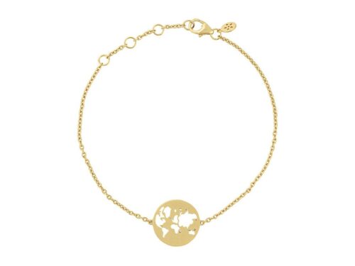 byBiehl Beautiful World Gull-belagt armbånd med jordkloden som charm 5712187216000