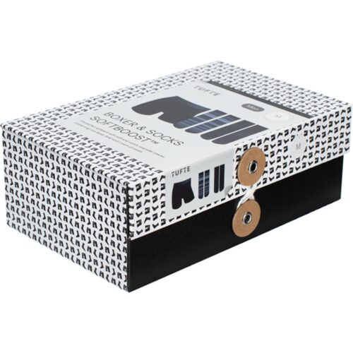 Tufte Giftset Boxer Socks Sky Captain/Vintage Indigo og Multifarget sokker, Str L 7071812090025