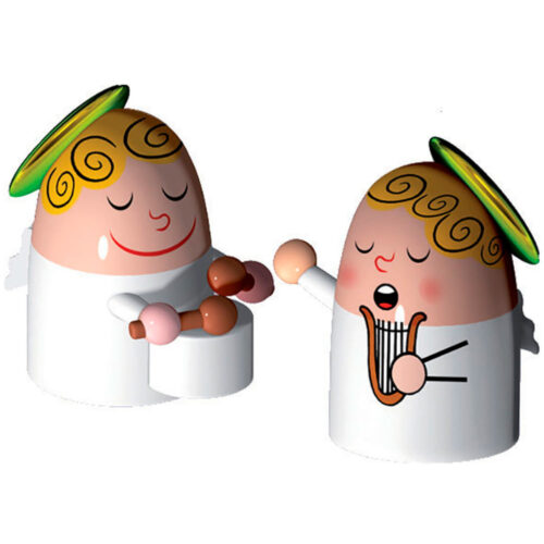 Alessi Porselensfigurer Engler 2stk Håndmalte harpe – 8003299359899