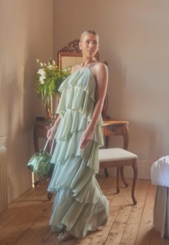 Andrea Norrman X Bubbleroom Andrea Flounce Maxi Skirt Dusty green 36 – 7333340310151