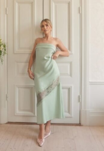 Andrea Norrman X Bubbleroom Andrea Lace Insert Dress Dusty green 34 – 7333340310427