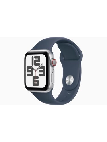 Apple Watch SE (2023) GPS + Cellular 40mm – Silver Aluminium Case with Storm Blue Sport Band – S/M – 0194253791874