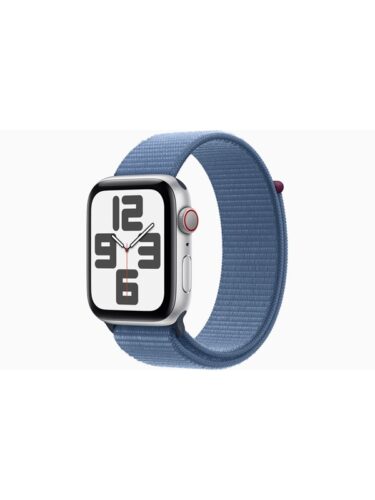 Apple Watch SE (2023) GPS + Cellular 44mm – Silver Aluminium Case with Winter Blue Sport Loop – 0194253795612