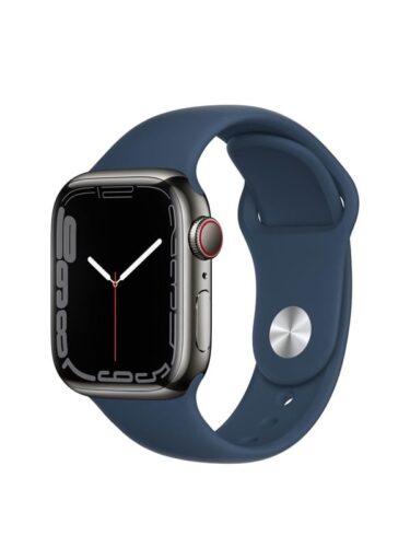 Apple Watch Series 7 GPS + Cellular 41mm Graphite Stainless Steel Case with Abyss Blue Sport Band – 0194252569603