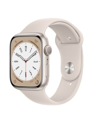 Apple Watch Series 8 GPS 45mm Starlight Aluminium Case with Starlight Sport Band – 0194253149446